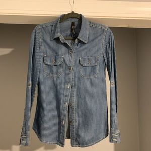7 for All Menkind jean pinstripe shirt size S